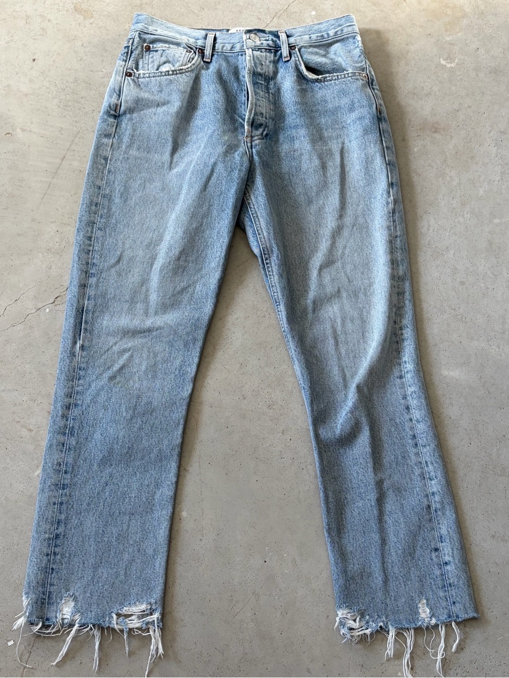 AGOLDE 90s Distressed Raw Hem Light Wash Jeans Size 26